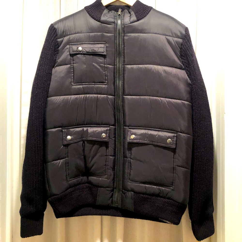 Men’s Large Black Unique Bomber Jacket